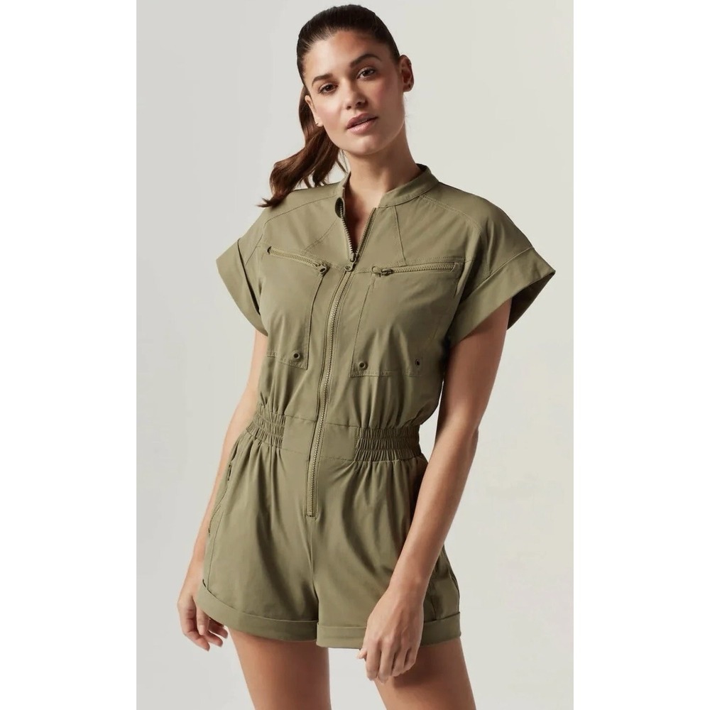 NWT Blanc Noir Women's Olive Mastermind Short Sleeve Romper Size M